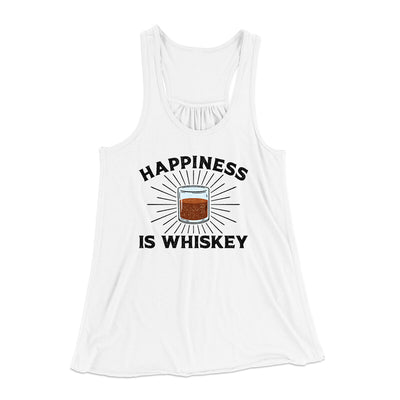 Happiness Is Whiskey Women's Flowey Racerback Tank Top White | Funny Shirt from Famous In Real Life