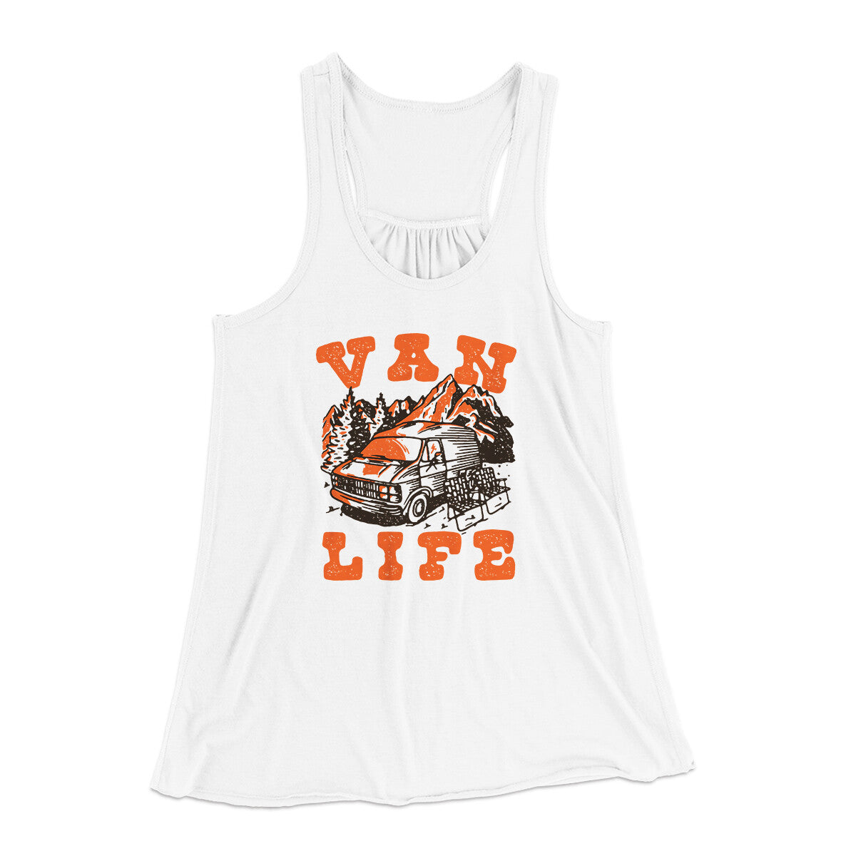 Van Life Women's Flowey Racerback Tank Top White | Funny Shirt from Famous In Real Life