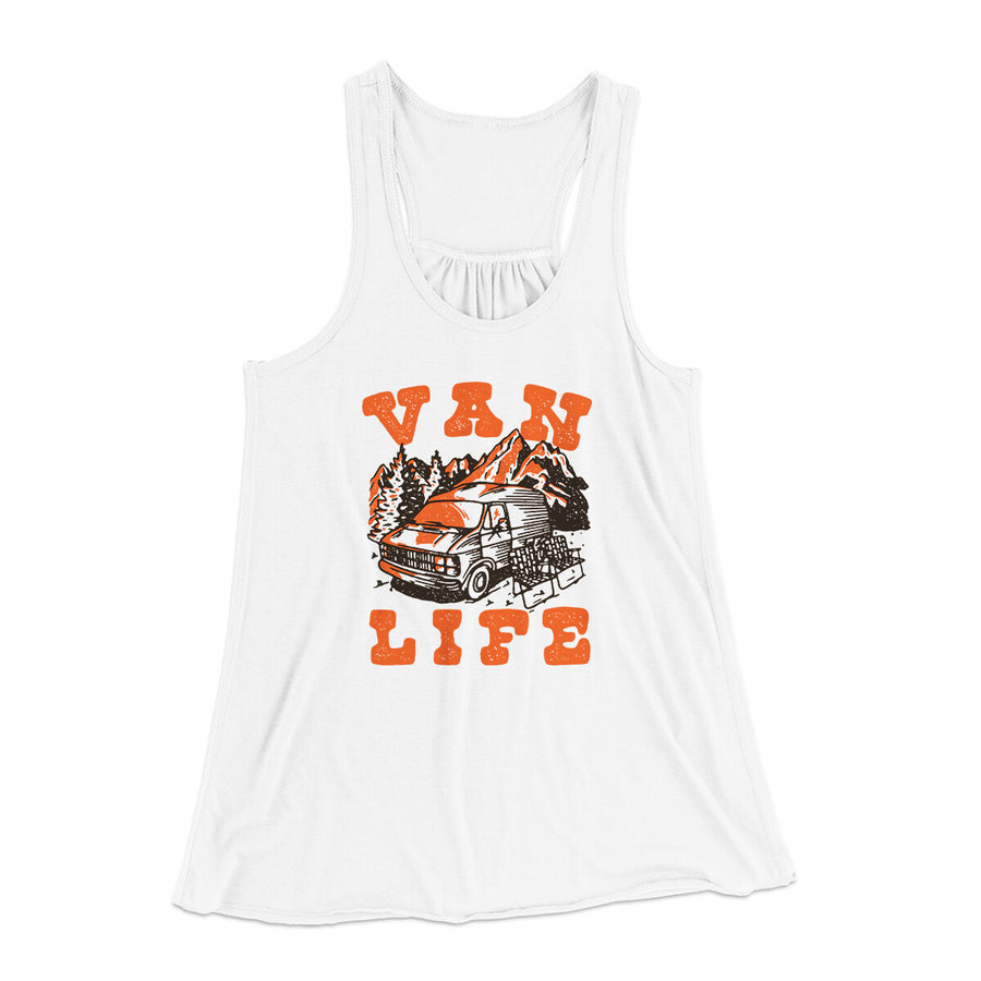 Van Life Women's Flowey Racerback Tank Top White | Funny Shirt from Famous In Real Life