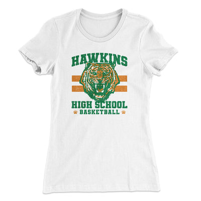 Hawkins Tigers Basketball Women's T-Shirt White | Funny Shirt from Famous In Real Life