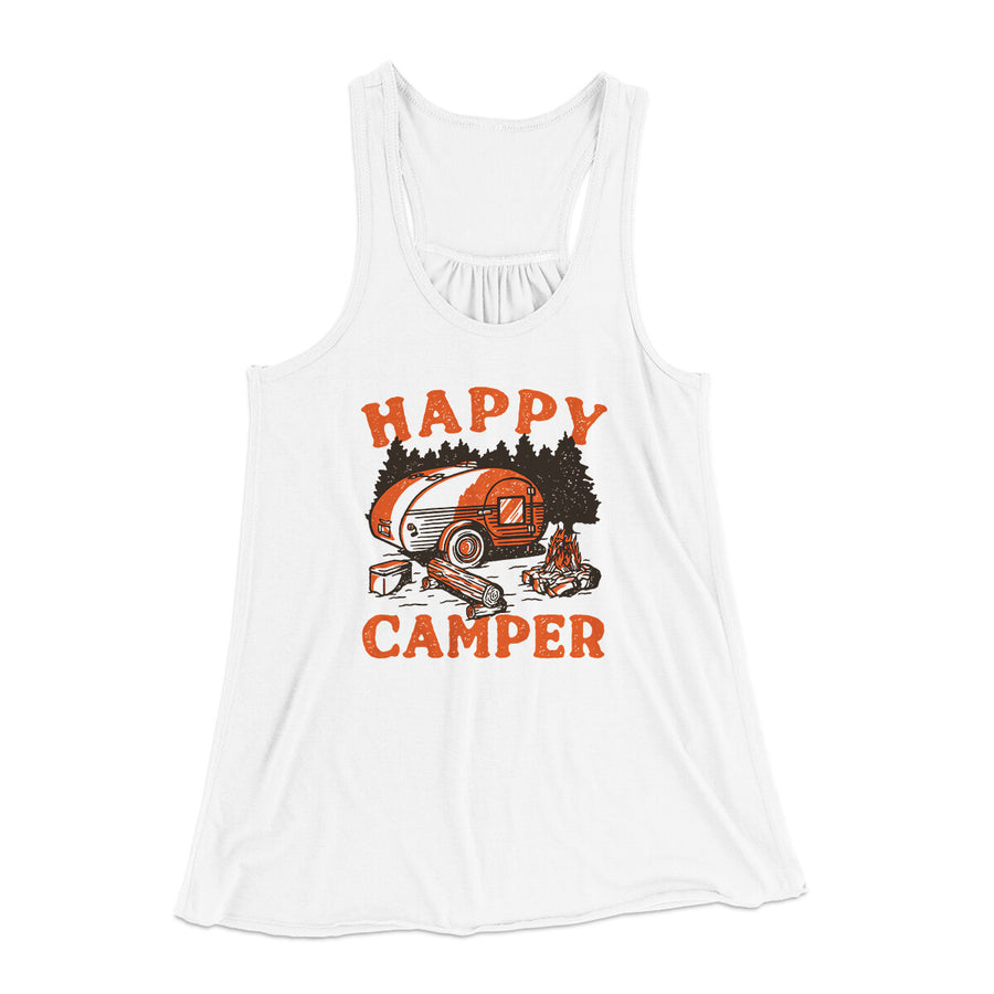 Happy Camper Women's Flowey Racerback Tank Top | Funny Shirt from Famous In Real Life