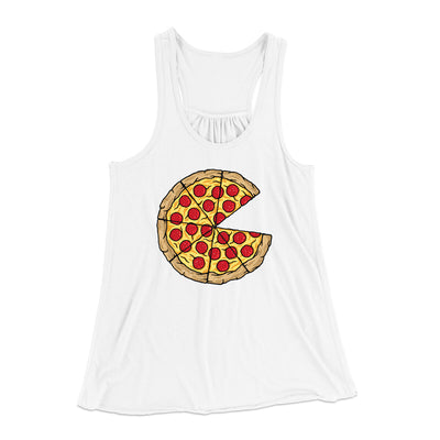 Pizza Slice Couple's Shirt Women's Flowey Racerback Tank Top White | Funny Shirt from Famous In Real Life