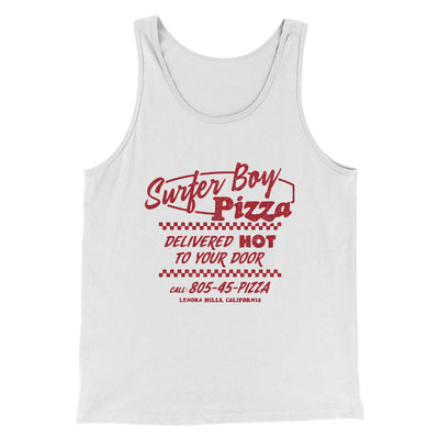 Surfer Boy Pizza Men/Unisex Tank Top White | Funny Shirt from Famous In Real Life