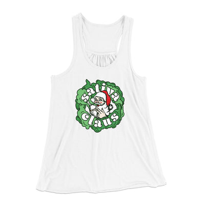 Sativa Claus Women's Flowey Racerback Tank Top White | Funny Shirt from Famous In Real Life