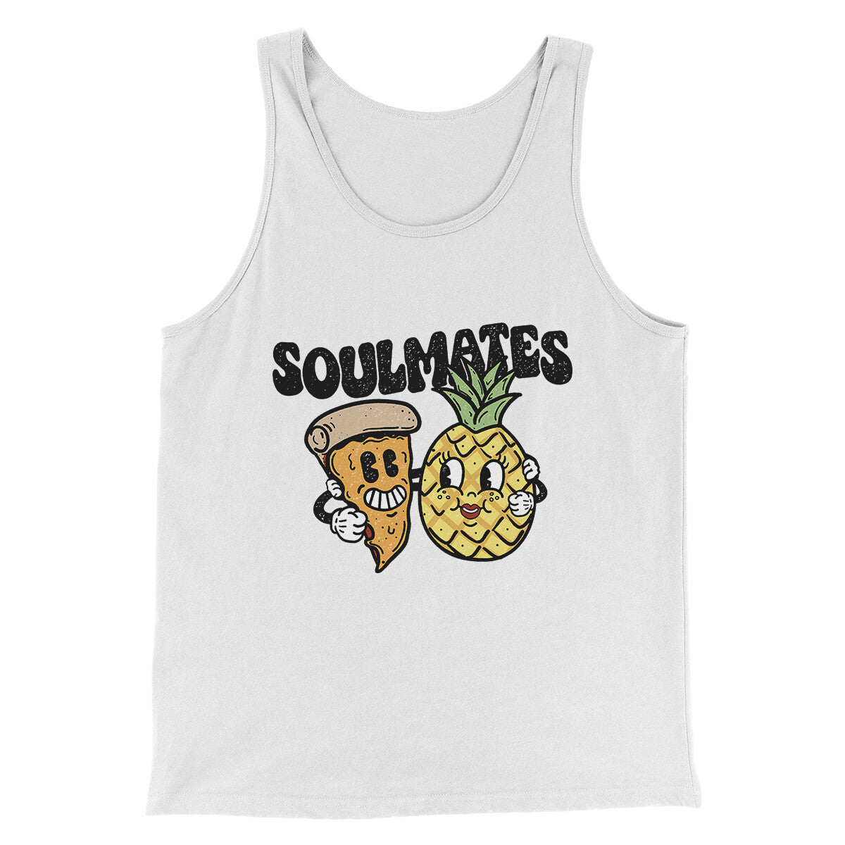 Soulmates Pineapple & Pizza Men/Unisex Tank Top White | Funny Shirt from Famous In Real Life