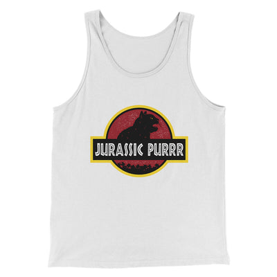 Jurassic Purr Funny Movie Men/Unisex Tank Top White | Funny Shirt from Famous In Real Life
