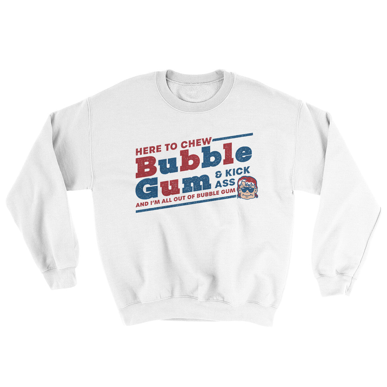 Here To Chew Bubble Gum Ugly Sweater White | Funny Shirt from Famous In Real Life