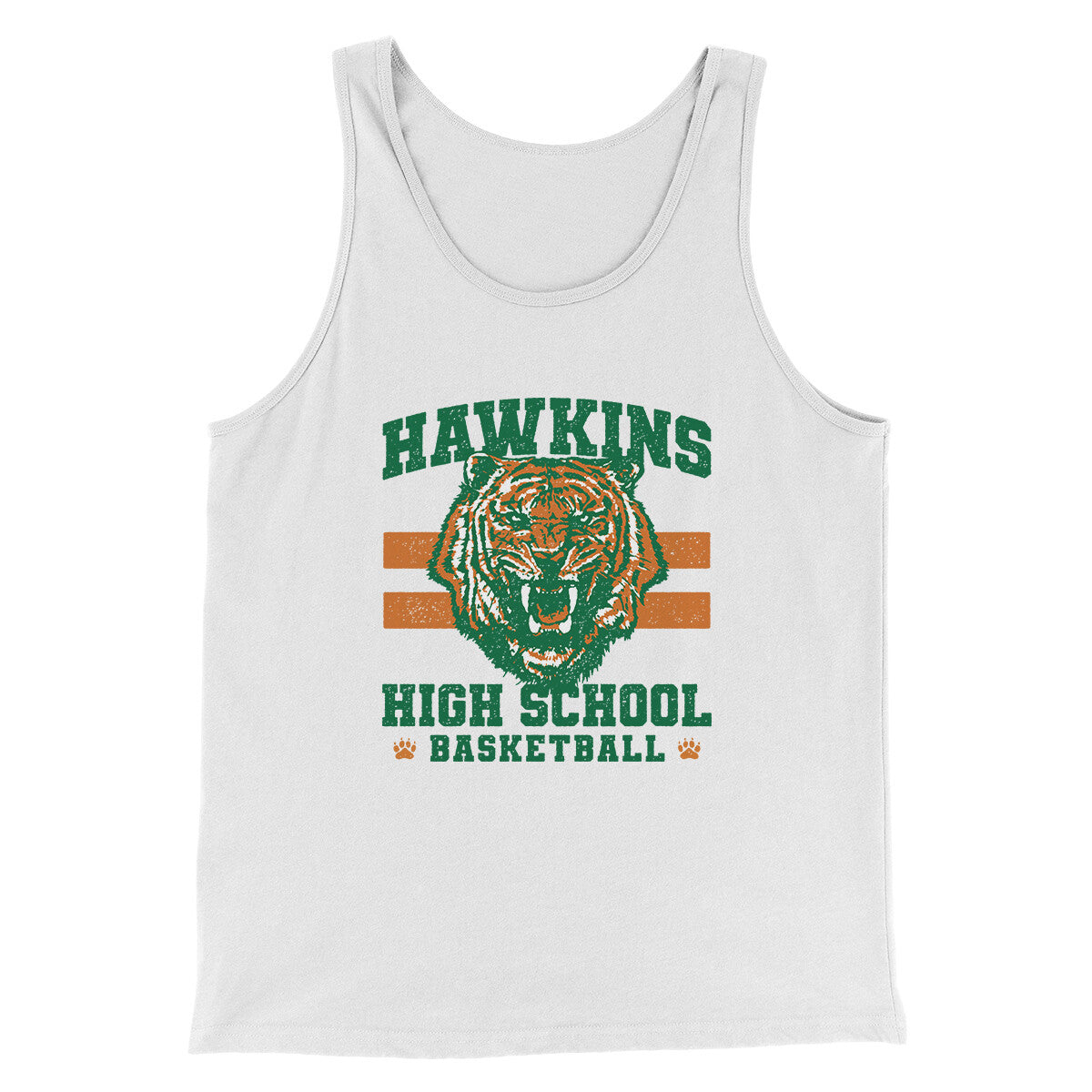 Hawkins Tigers Basketball Men/Unisex Tank Top White | Funny Shirt from Famous In Real Life
