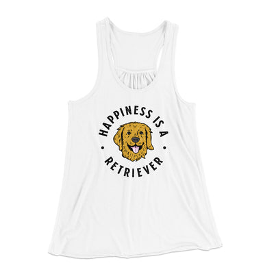 Happiness Is A Retriever Women's Flowey Racerback Tank Top White | Funny Shirt from Famous In Real Life