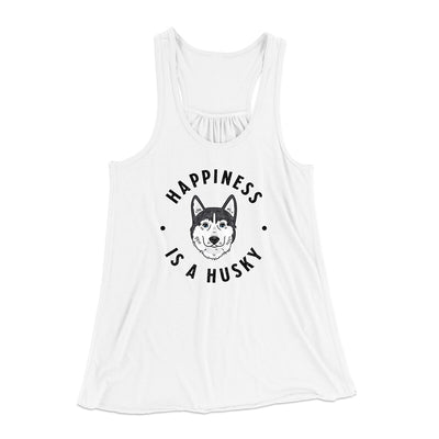 Happiness Is A Husky Women's Flowey Racerback Tank Top White | Funny Shirt from Famous In Real Life